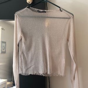 Brandy Melville sheer shimmery pink top
